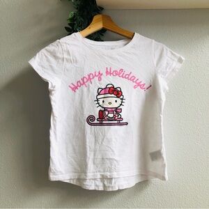 Old Navy Hello Kitty White Kids Happy Holidays Graphic T-Shirt size 10/12